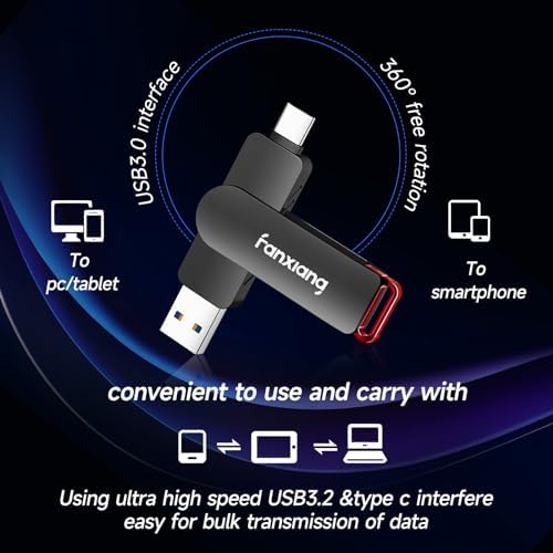 Lightning-Fast 512 GB External SSD Flash Drive – Dual USB-C & USB-A Connectivity for i Phone 15/16, Android, PS4, Windows, and Mac – High-Speed Data Transfer Up to 560 MB/s for Effortless File Management and Ultimate Portability