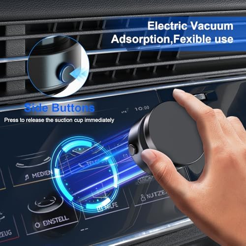 Magnetic Mobile Phone Holder for Car, 360 Adjustable Rotation Electric Vacuum Suction Cup Phone Mount with Extendable Arm, Compactable & Portable Hands-free Cell Phone Holder for Car Outdoor Home – Enhanced Compatibility and Speed