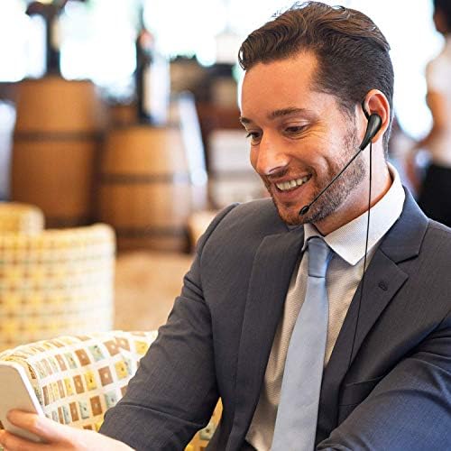 Professional Wired Mono Headset with Adjustable Earhook and Bendable Boom Mic – Superior Audio Clarity for Smartphones, Tablets, and PCs – Lightweight Design for All-Day Comfort and Enhanced Compatibility