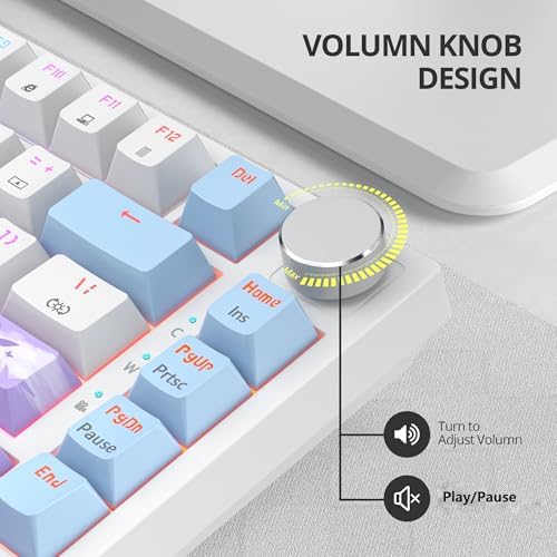 Transform Your Gaming Setup with the 75% Monster B Wired Mechanical Keyboard – 82 Keys, Gasket Mount Design, Hot-Swappable White Switches, RGB Lighting, Programmable Features for Mac/Windows – Unmatched Speed and Comfort for Gamers and Professionals