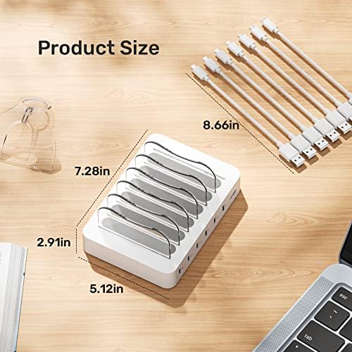 Unitek 6-Port USB-C Fast Charging Station – Versatile Multi-Device Power Hub with Dual 20 W PD Ports for i Phone, i Pad, Samsung and More – Streamline Your Charging Experience and Enhance Workspace Organization with Safety Features