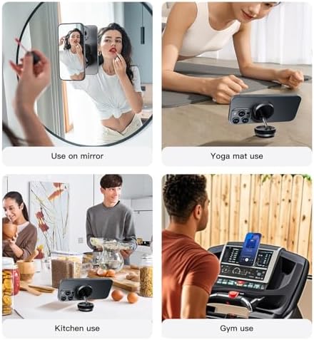 Magnetic Vacuum Foldable Phone Holder – 360° Adjustable Travel Companion with Strong Suction & Nano Adhesive for Airplane & Train Use – Durable Alloy Base for Smooth Surfaces – Ultimate Portable Mobile Mount in Sleek Black Finish