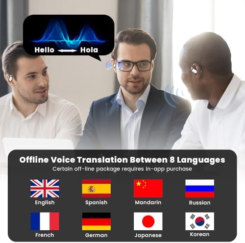 Revolutionary AI Translation Earbuds – 3-in-1 Bluetooth Device for Instant Multilingual Conversations, 144 Languages Supported, Ideal for Global Travelers & Professionals, Waterproof Build, Long-Lasting Battery Life, Ergonomic Comfort for Daily Use