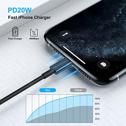 6-Foot Apple MFi Certified Charging Cable – 3 Pack Lightning to USB Cords for Fast Charging i Phone 14/13/12/11/XS/XR/i Pad – Durable Design with Extended Reach for Effortless Device Use – High-Speed, Reliable Connection for Home, Office, and Travel