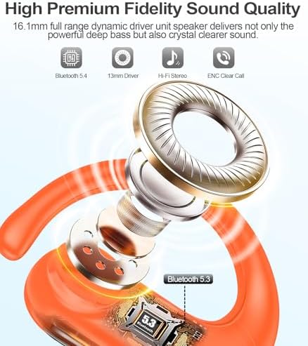 MOZOTER Wireless Sport Earbuds: Stylish Bluetooth Headphones with Enhanced Deep Bass, Secure Earhooks for Active Comfort, and Unmatched 60-Hour Battery Life – Ideal for Fitness, Meetings, and Everyday Use