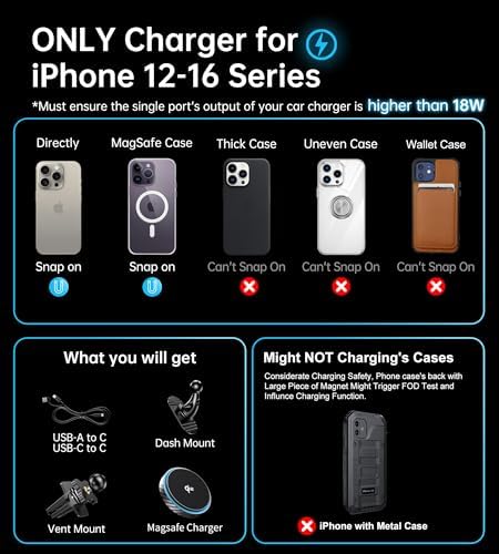 Revolutionary Qi2 Certified 15 W Mag Safe Wireless Car Mount Charger – 360° Rotatable Design for i Phone 12 to 16 Series, Perfect for Dash & Vent Installation – Ultimate Magnetic Charging Solution for Modern Drivers