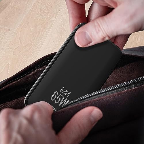 Experience Unmatched Charging Efficiency with the 65 W Ga N Dual-Port USB-C Charger – Foldable Travel Adapter with PD3.0 & PPS Technology, Ideal for Mac Book, i Pad Pro, i Phone, Galaxy S22 & More – Includes 3.28 ft 100 W Cable in Sleek Black for Ultimate Compatibility and Speed Optimization.