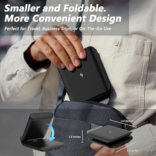 Portable 2-in-1 Fast Charging Station for Samsung Galaxy Z Flip Series – Foldable Wireless Charger with Enhanced Compatibility for Galaxy S, Note, and Watch – Ideal Travel Companion with Adapter Included – Sleek Black Design for Effortless Power on the Go