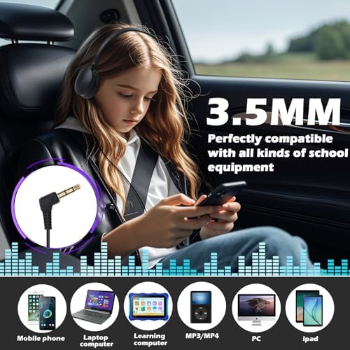 Bulk 20-Pack Adjustable Wired Headphones for Kids – Durable Classroom Earphones with 3.5 mm Jack, Perfect for Schools, Libraries, and Museums – Engaging Mixed Color Design for Enhanced Focus and Learning Engagement
