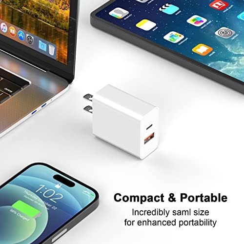 20 W Dual-Port USB-C & USB-A Fast Charging Adapter for i Phone 16/15 Series – Compact Wall Charger with USB A to USB C Cable for Ultimate On-the-Go Power Delivery – Ideal Home & Travel Charging Solution for Busy Lifestyles