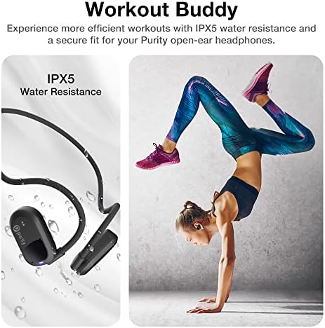 Purity Air Open Ear Headphones – Advanced True Air Conduction Wireless Bluetooth Earbuds with Dual Mic for Clear Calls – Ergonomic, Sweat-Resistant Design for Active Lifestyles – Compatible with i Phone & Android – Ultimate Comfort and Audio Awareness