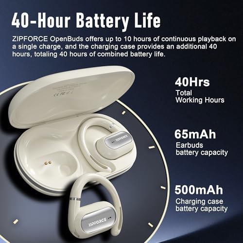 ZIPFORCE Open-Ear True Wireless Earbuds – Ultra-Comfortable Bluetooth 5.4 Headphones with 4-Mic ENC for Superior Call Clarity, IPX6 Waterproof Sports Earbuds in Eye-Catching Yellow – Perfect for Active Lifestyles and Dynamic Listening Adventures