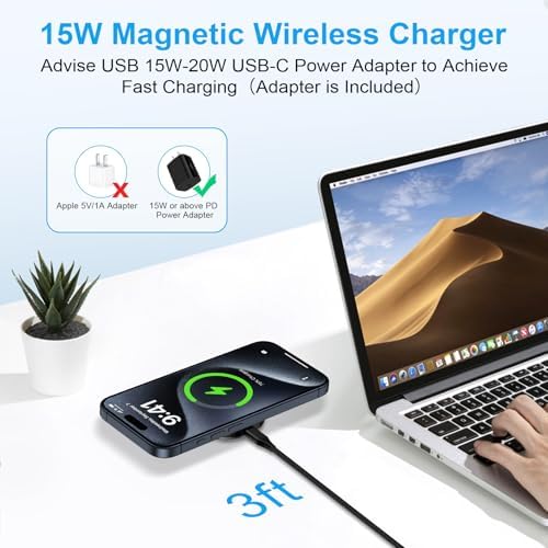 Ultra-Fast 15 W Magnetic Wireless Charger Dock with Kickstand for i Phone 16 & Samsung Galaxy S25 – Enhanced Charging Station with USB-C Adapter for Seamless Compatibility and Optimal Speed – Advanced Smart Chip Technology for Safe Charging – Perfect for All Android Phones and Pixel 9 Series – Sleek Non-Slip Design for Stability and Convenience – Experience 40% Faster Charging and Built-In Foreign Object Detection for Worry-Free Use – Versatile Kickstand Feature for Hands-Free Viewing – Ideal for Travel and Everyday Use – Includes 3 ft USB-C Cable and 20 W PD Adapter for a Complete Charging Solution – 12-Month Warranty and Responsive Customer Support Included – Elevate Your Charging Experience Today!