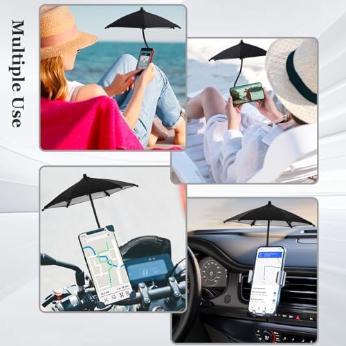 Magnetic Umbrella Phone Stand for Sun Protection,Adjustable Sun Shade Shield for iPhone 16/15/14/13/12 Pro Max,Samsung & Google,Detachable Ring Stand,Heat-Resistant Design,Car Mount Compatible, Black – Enhanced Compatibility and Speed