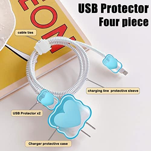 Charming Kawaii Waves DIY Cable Protector for i Phone Chargers – 3 D Love Heart Design, Durable Data Cable Saver for i Phone 11, 12, 13, 14, Pro Max, XS, XR, X, 7, 8 Plus – Lightweight & Easy to Install for Enhanced Charging Experience – Perfect i Phone Charger Accessory to Prevent Fraying and Damage