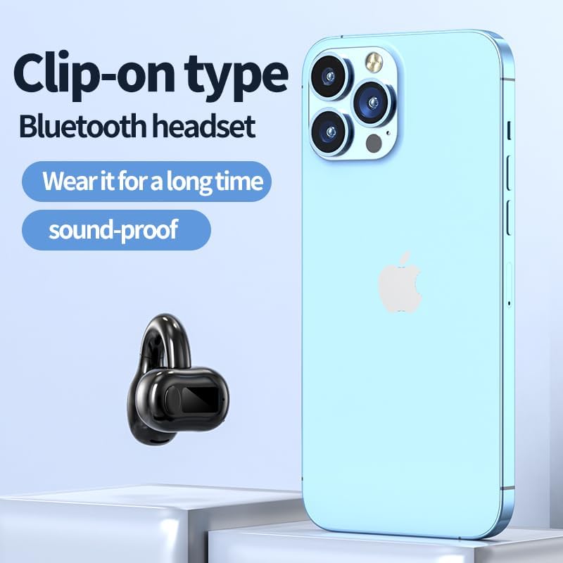 Next-Gen Bluetooth 5.3 Sport Ear Clip Headphones – Open Ear Design with IPX5 Waterproofing, Advanced Noise-Canceling Wireless Earbuds Featuring Battery Life Indicator, Ideal for Fitness Enthusiasts and Cross-Platform Compatibility with Android/i OS Devices