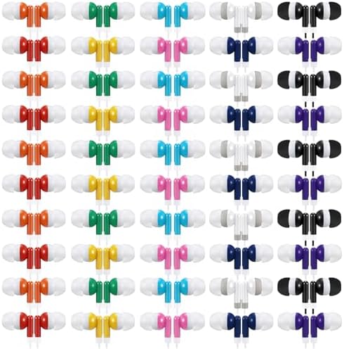 Bulk 50 Pack Red Wired In-Ear Headphones – Individually Bagged Earbuds for Enhanced Sound Quality and Device Compatibility – Perfect for Schools, Events, and Corporate Giveaways