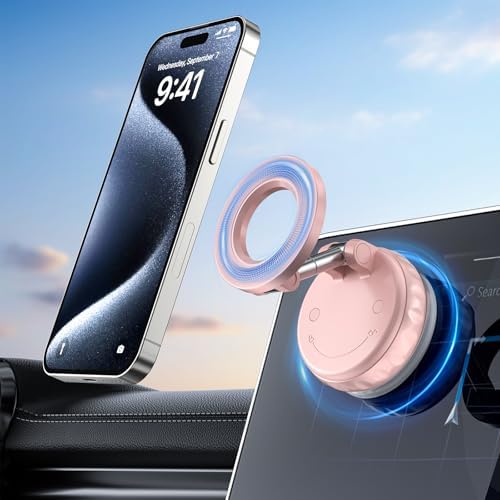 Ultimate 360° Adjustable Magnetic Car Phone Mount – High-Performance Vacuum Suction Holder for Enhanced Smartphone Stability and Safety – Sleek Black Design with Universal Compatibility for All Smartphone Models