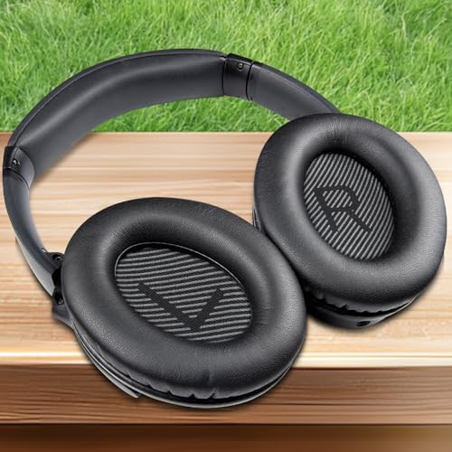 Ultimate Comfort Earpads for Bose QC35 & QC35 II – Luxurious Leather Design with Superior Noise Isolation Foam and Enhanced Thickness for Optimal Listening – Stylish Grey Replacement Cushions to Revitalize Your Headphones