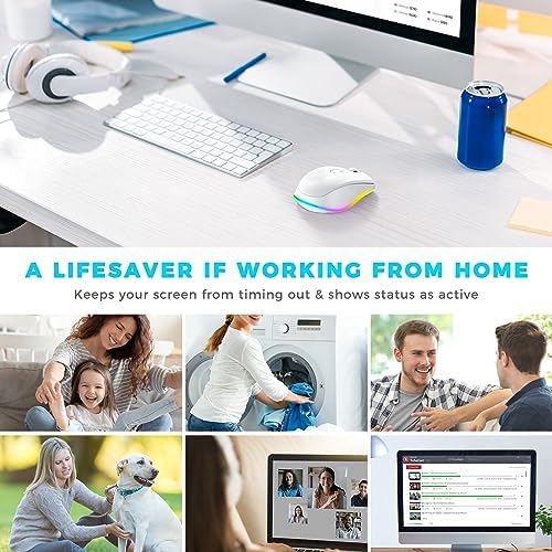 PEIOUS Rechargeable Wireless Mouse with LED – Innovative Jiggler Technology to Keep Your Computer Awake – Sleek Black Design for Optimal Comfort and Productivity
