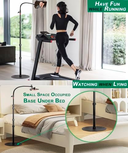 Phone Overhead Stand, Gooseneck Phone Floor Stand, Tall Video Cell Phone Mount with Height Adjustable Stand, Heavy Base, 360 Head, Works with iPhone 16, 16 Pro Max, 16 Plus, 15, 14, 13 – Enhanced Compatibility and Speed