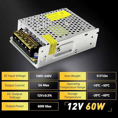 High-Performance 600 W AC to DC Power Adapter – Universal 110 V/220 V Input to Stable 12 V Output – Perfect for LED Lighting, CCTV Surveillance, and RV Power Solutions – Robust 50 A Switching Regulator for Dependable Energy Delivery and Enhanced Device Compatibility