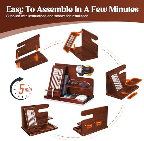 Gifts for Men Him Husband, Stocking Stuffers for Man Him, Christmas Mens Gift, Wood Phone Docking Station, Groomsmen Gift, Anniversary Fathers Day Birthday Gifts for Man Husband Boyfriend – Enhanced Compatibility and Speed