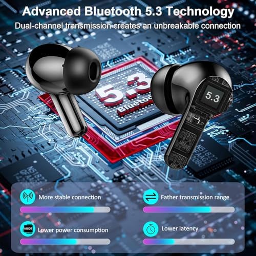 AOTONOK 2025 Wireless Earbuds – Advanced Bluetooth 5.3 Headphones with 40-Hour Playtime, IP7 Waterproof Protection, and ENC Noise Cancelling Technology for Ultimate Audio Experience – Ideal for Music Enthusiasts and Professionals on the Move