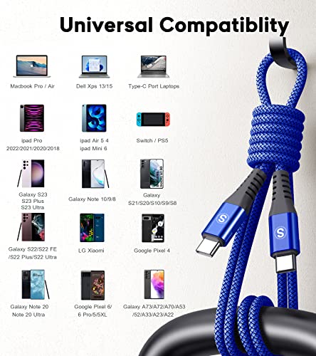 sweguard 100 W USB C to USB C Charger Cable [3.3 ft, 2-Pack] – Ultimate Fast Charging Solution for i Phone 15 & 16 Pro Max, Mac Book, i Pad Pro, and Samsung Galaxy S Series – Durable, High-Speed Compatibility for All Your Devices