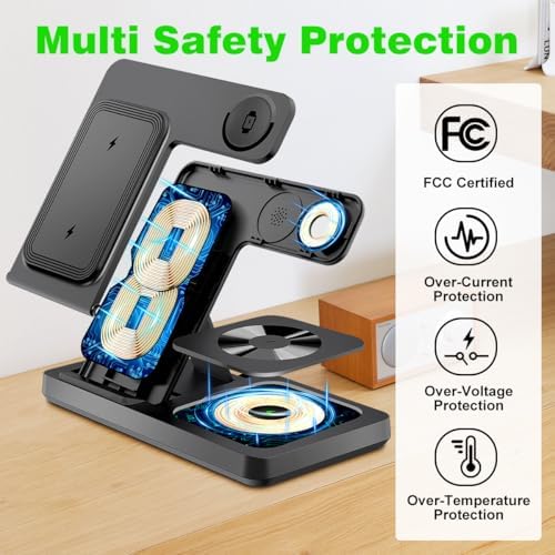 3-in-1 Fast Wireless Charging Station for i Phone 8-16, Apple Watch Series 2-10/Ultra/SE & Air Pods Pro – Sleek Multi-Device Charger for Home and Office, Tangle-Free Power Solution with Enhanced Safety Features