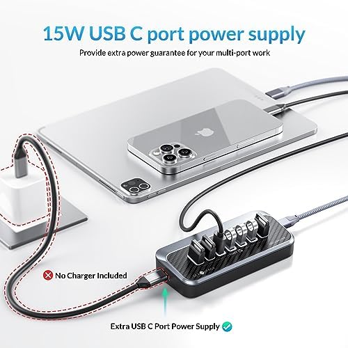 Transform Your Connectivity with Our 7-Port USB Hub – High-Speed USB 3.2 Gen1 Splitter Featuring Unique 32° Angled Design for Easy Access – Perfect for PCs, Laptops & More – Enjoy 5 Gbps Data Transfer Speeds with a 3.28 ft Cable for Ultimate Flexibility & Enhanced Productivity – Ideal for Home & Office Use