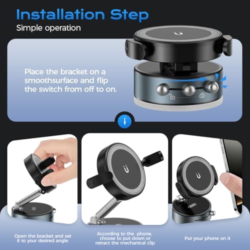 Revolutionary 360° Magnetic Car Phone Holder – Versatile Suction Mount for All Mag Safe Devices – Ultimate Convenience for Drivers, Fitness Enthusiasts, and Beauty Applications – Experience Superior Stability with Innovative Vacuum Technology – Compact and Foldable Design for Easy Portability – Seamlessly Navigate Hands-Free While Ensuring Maximum Safety and Comfort on the Road