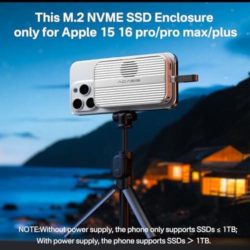 ACASIS 10 Gbps Magnetic M.2 NVMe SSD Enclosure & USB-C Docking Station with Cooling Fan – Ultimate Tool-Free Storage Solution for i Phone 16/15 Pro Series, Supports 2230/2242/2260/2280 Sizes, Unmatched Speed & Compatibility for Professionals and Enthusiasts