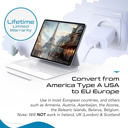 Universal Travel Power Adapter with 45 W PD Retractable USB-C Cable – Ultimate Multi-Device Charger for Global Use – Compatible with Laptops, Smartphones & Cameras – Essential Travel Accessory for US, EU & UK Adventures – Compact Design for Hassle-Free Charging