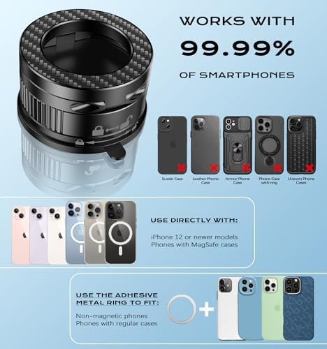 Revolutionize Your Road Trips with the Ultimate 360° Magnetic Phone Holder – Heavy-Duty Suction Cup Mount for i Phone & Android – Advanced Nano Gel Technology for Unmatched Stability and Mag Safe Compatibility – Supports Up to 110 lbs for Safe, Hands-Free Navigation and Entertainment