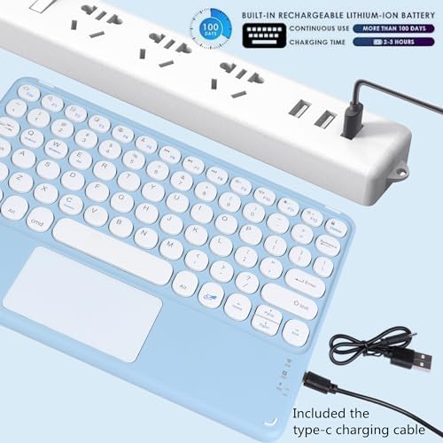 Compact Bluetooth Keyboard for On-the-Go Typing | Rechargeable 10-Inch Wireless Keyboard for Android, i OS & Windows Devices | Sleek, Lightweight Design for Effortless Portability | Perfect for Tablets & Smartphones | Enhance Your Mobile Productivity with Quiet Typing Experience