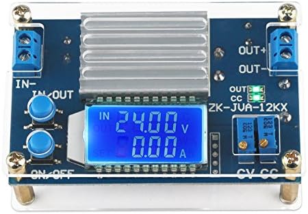 DROK Ultra-Adjustable DC Buck Converter – Precision Power Supply with 1.2 V-32 V Output and 12 A Capacity, Ideal for Solar Energy Systems, RV Applications, and Golf Cart Energy Management – LCD Display for Real-Time Voltage Monitoring and Dual Mode Operation