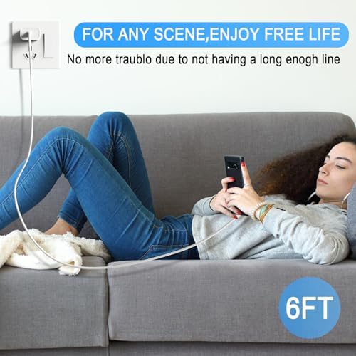 Ultimate 4-Pack USB-C Fast Wall Charger for i Phone 16 & 15 Series – High-Speed 6 ft Charging Cables Included for i Pad Pro, Samsung, and More – Enhanced Compatibility & Durability for Daily Use