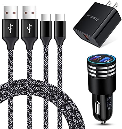 Ultra-Fast USB C Charger for Samsung Galaxy Devices – Quick Charge 3.0 Wall & Car Adapter with 6 FT Type C Cable for Maximum Compatibility and Efficient Charging Solutions