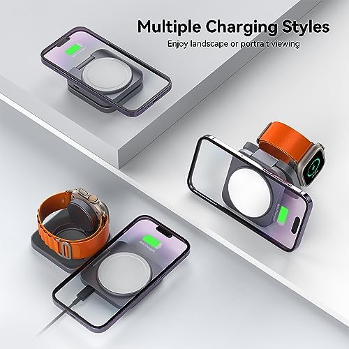 LULULOOK Portable 2-in-1 Wireless Charging Pad – Ultra-Sleek Aluminum Fast Charger for i Phone, Air Pods & Apple Watch – Compact Foldable Design for Travel & Home Use – Rapid 5 W Power Delivery for i Phone 12 to 16 Series – Effortless Charging Solution for Modern Lifestyles