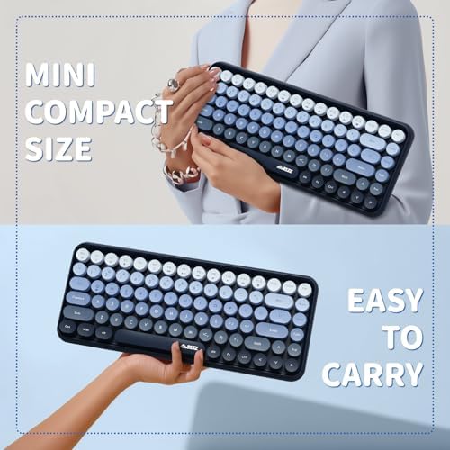 FELICON Retro Mini Wireless Bluetooth Keyboard – Portable 84-Key Typewriter Design for Android, i Pad, Windows & PC – Perfect Companion for Home & Office with Enhanced Compatibility and Rechargeable Battery