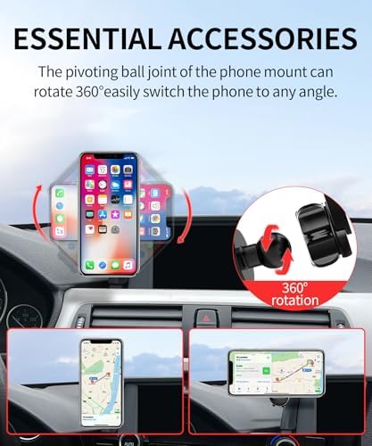 Premium BMW Phone Holder for 2014-2021 2 Series, 2012-2018 3 Series & 2014-2020 4 Series – 360° Rotating Magnetic Mount with Mag Safe Compatibility for Hands-Free Navigation and Modern Aesthetics – Secure Clip Design for Easy Installation and Enhanced Driving Safety