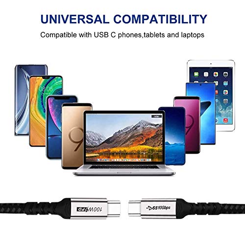 10 FT USB C 3.1 Gen 2 Cable – 2 Pack for High Speed 10 Gbps Data Transfer & 100 W Fast Charging, 4 K 60 Hz Video Output Compatible with Mac Book Pro, Galaxy S21, Thunderbolt 3 – Ultimate Connectivity Solution for Power Users