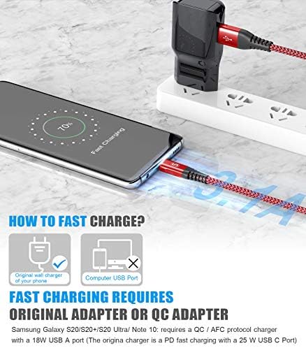 sweguard 3.1 A Fast Charging USB Type C Cable – 2 Pack 6.6 ft Nylon Braided Charger for Samsung Galaxy, LG, Moto, PS5 – Durable, Tangle-Free, High-Speed Data Sync – Ultimate Compatibility and Convenience in Pink