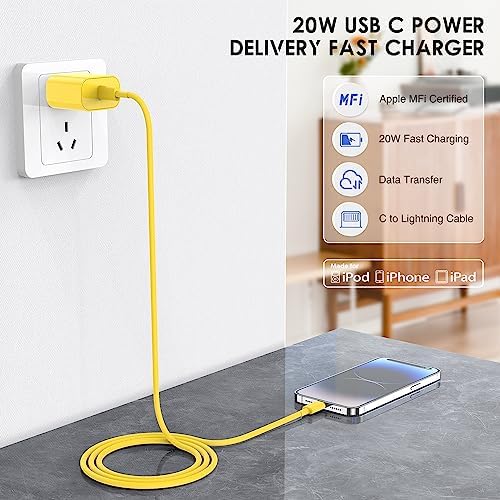 Ultra-Fast 20 W i Phone Charger with 10 ft USB C to Lightning Cable – Stylish Pink Fast Charging Block for i Phone 14 Pro Max, 13, 12, 11, XS, SE, i Pads & Air Pods – Unmatched Compatibility & Durability for On-the-Go Power