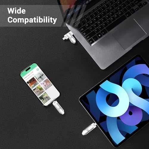 128 GB Versatile Photo Backup Stick – High-Speed USB-C & Lightning Flash Drive for i Phone, i Pad, and Android Storage – Effortless Photo, Video & Contact Transfer – Durable, Portable Memory Solution for All Your Digital Essentials