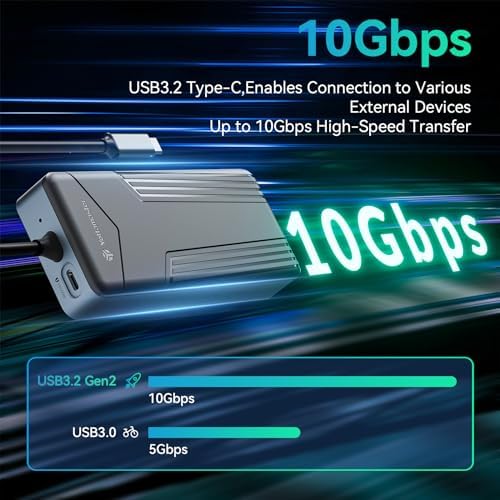 Yottamaster 8-Port USB C Hub with M.2 NVMe SSD Enclosure – High-Speed 10 Gbps USB 3.2 Adapter for Seamless Data Transfer, Stunning 4 K@60 Hz HDMI Output, 100 W Power Delivery & Dual SD/TF Readers – Ultimate Connectivity Solution for Windows & Mac Users to Boost Productivity and Enhance Workflow