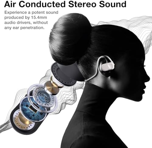 Purity Air Open Ear Headphones – Advanced True Air Conduction Wireless Bluetooth Earbuds with Dual Mic for Clear Calls – Ergonomic, Sweat-Resistant Design for Active Lifestyles – Compatible with i Phone & Android – Ultimate Comfort and Audio Awareness