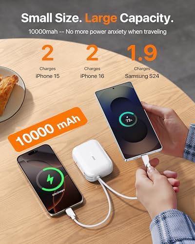 TORRAS 10000 m Ah Portable Power Bank – Ultra Compact 45 W Fast Charging with Dual USB-C Cables – Essential Travel Charger for i Phone 16/15 Pro Max & Samsung S25/S24 – Stay Connected Anywhere with Enhanced Compatibility