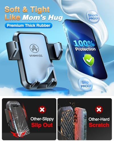 Ultimate Military-Grade VANMASS True Anti-Vibration Car Phone Holder – Secure Suction Mount for Dashboard, Windshield & Vent – Compatible with i Phone 16 Pro Max, 15, 14, 13 & Samsung Android – Enhanced Stability for Safe Driving